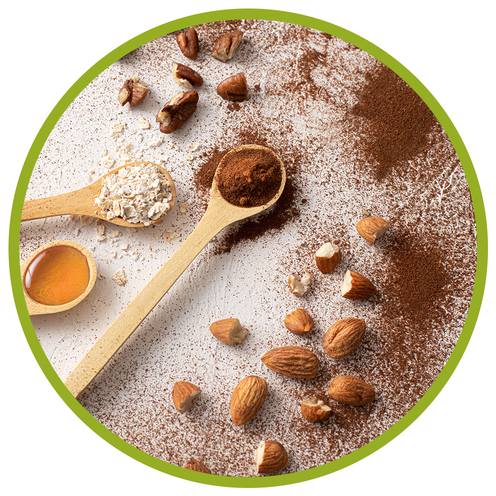 Ingredientes de receta con harina de café